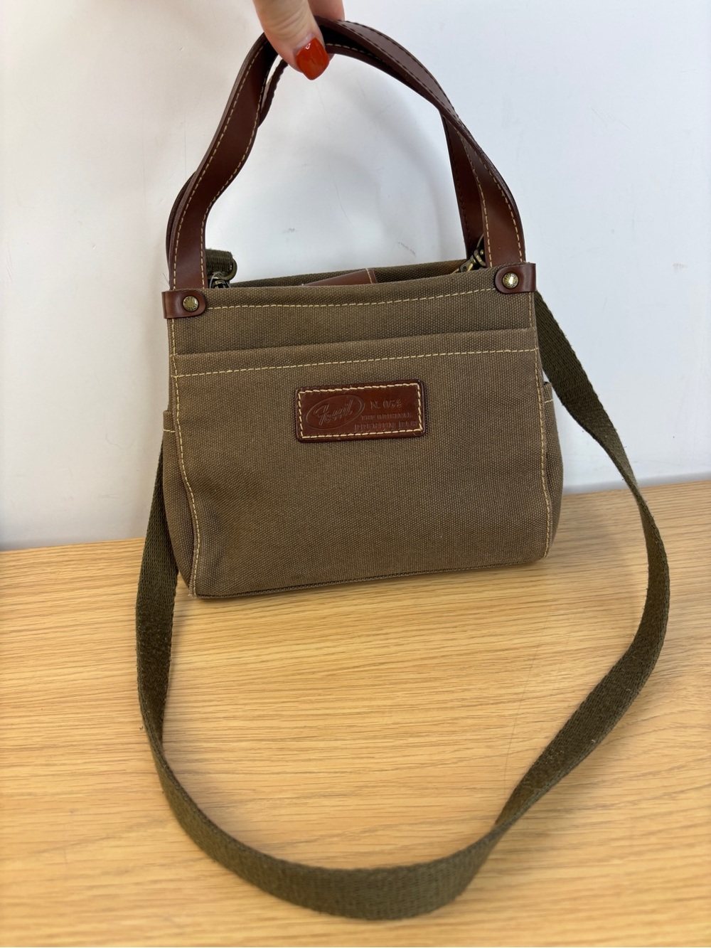 vintage Fossil "The Original Premium Bag" Khaki Brown Canvas Utility Style‎ Bag